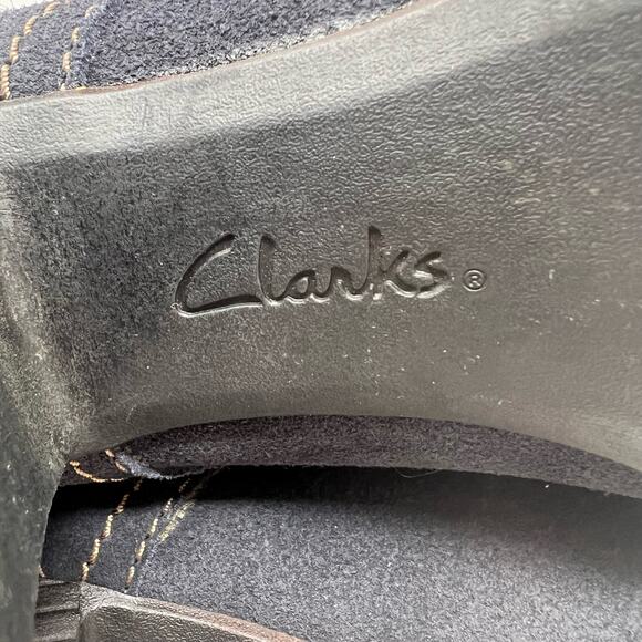 Clarks Booties Women's 8.5M Dark Blue Suede Leather Lace-Up Heel Preppy Romantic - Picture 10 of 11